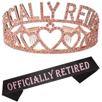Meant2Be Retirement Decoration Party Sash & Crown for Women - Pink