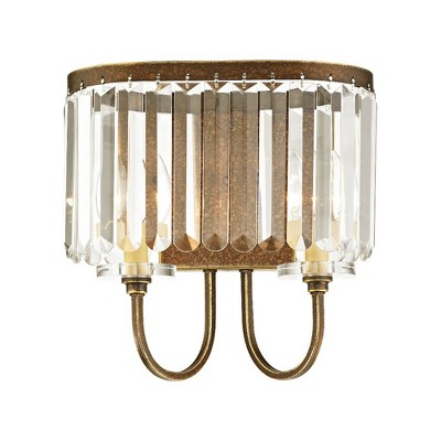 Hand Painted Palacial Bronze 2-Light Sconce with Clear Crystals