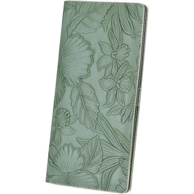FATMOON Floral Carved Ladies Long Wallet,with 11 Credit Card Slots and 1 Clear Windows,Bifold Leather RFID Blocking Designer Credit Card Holder