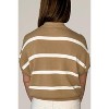 Women's Collar Ribbed Striped Sweater Top - OLIVACEOUS - 3 of 4