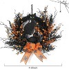 22" Halloween Wreath, Halloween Spooky Black Cat Wreath with Owl and Roses, Halloween Door Decorations Artificial Wreath for Home Party - 3 of 4