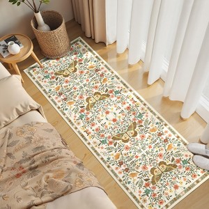 Modern Area Rug Farmhouse Washable Rug Butterfly Floral Print Area Rugs for Living Room Bedroom - 1 of 4