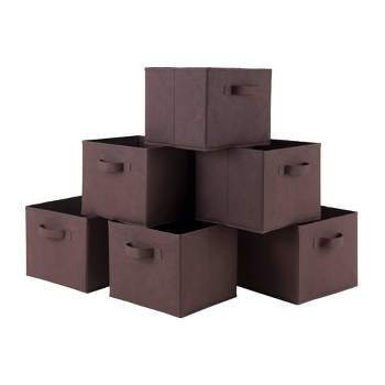 Set of 6 Capri Foldable Fabric Baskets Chocolate - Winsome