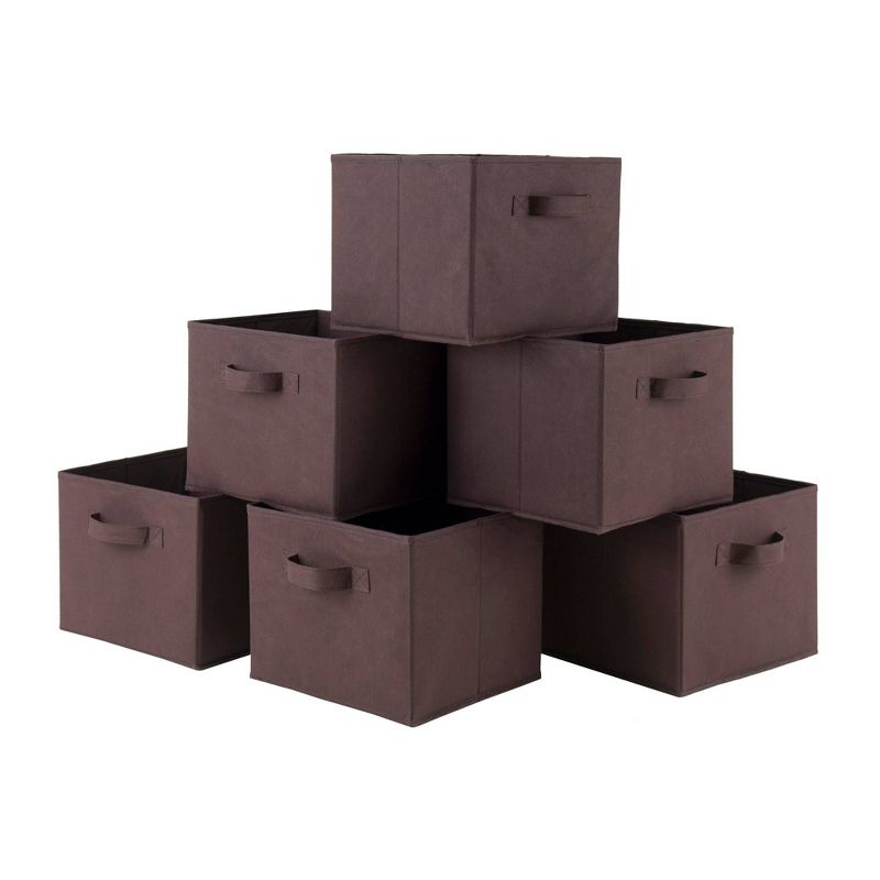 Set of 6 Capri Foldable Fabric Baskets Chocolate - Winsome, 1 of 6