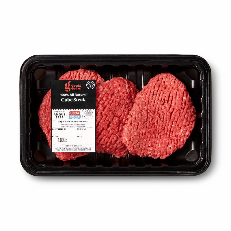 USDA Choice Angus Beef Cube Steak - 0.68-1.35 lbs - price per lb - Good &#38; Gather&#8482;, 1 of 6