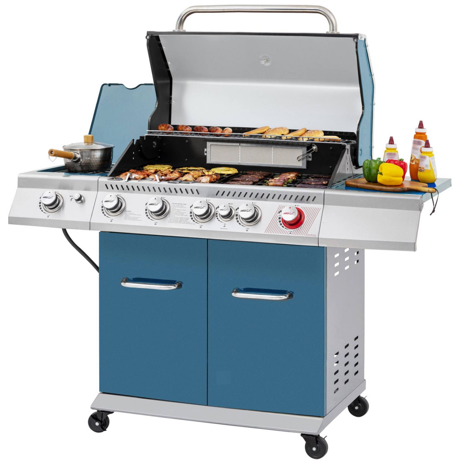 Royal Gourmet 5-Burner BBQ Cabinet Style 74000 BTU Gas Grill Blue