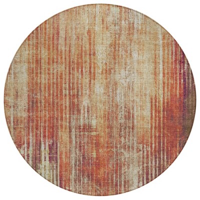 Orange Beige And Taupe Striped Washable Indoor Outdoor Area Rug