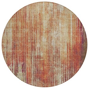 Orange Beige And Taupe Striped Washable Indoor Outdoor Area Rug - 1 of 4
