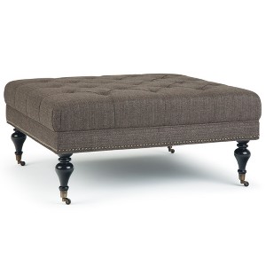 Marcel Large Square Coffee Table Ottoman Mink Brown Tweed Fabric - Wyndenhall