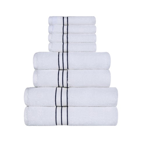 Premium Cotton Solid Plush Heavyweight Hotel Luxury Towel Set, Navy ...