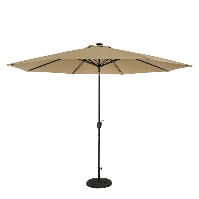 Calypso II 11-ft Champagne Market Umbrella with Solar LED Lights
