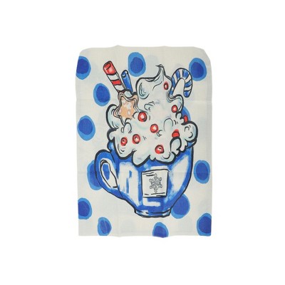 Unique Bargains Dining Chair Slipcovers Faux Linen Beige Blue 22.44"x18.11" 1 Pc