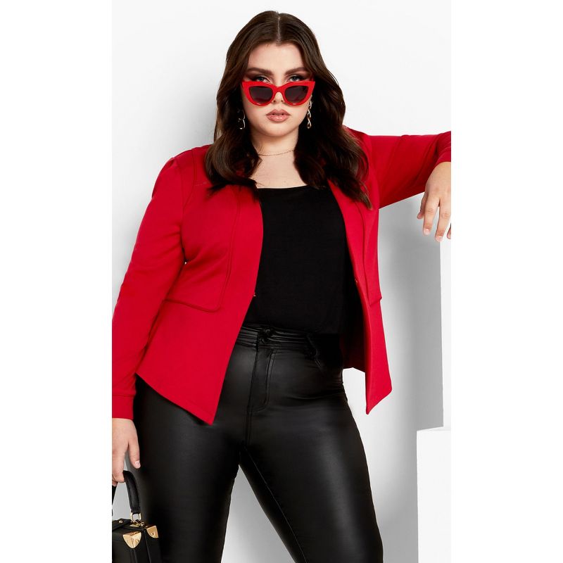 Women's Plus Size Piping Praise Jacket - cherry | CITY CHIC, 1 of 8