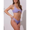 INSPIRE CHIC Women's Cutout Racerback Ribbed Bikini Sets, Scoop Neck Top Triangle Bottom Swimwear Bathing Suits 1 Set - 2 of 4