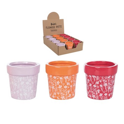 Transpac Mini Terracotta Floral Flower Pot Indoor Planter Multicolored Spring Tabletop Decoration Gift Idea