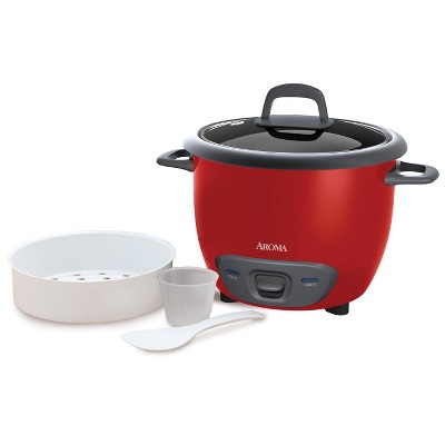Aroma 14-Cup Red Electric Non-Stick Rice Cooker and Steamer