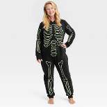 Women's Glow-In-The-Dark Skeleton Halloween Matching Family Union Suit - Hyde & EEK! Boutique™ Black