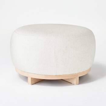 Clarkdale Channel Tufted Ottoman With Wood Base Light Brown Velvet -  Threshold™ Designed With Studio Mcgee : Target