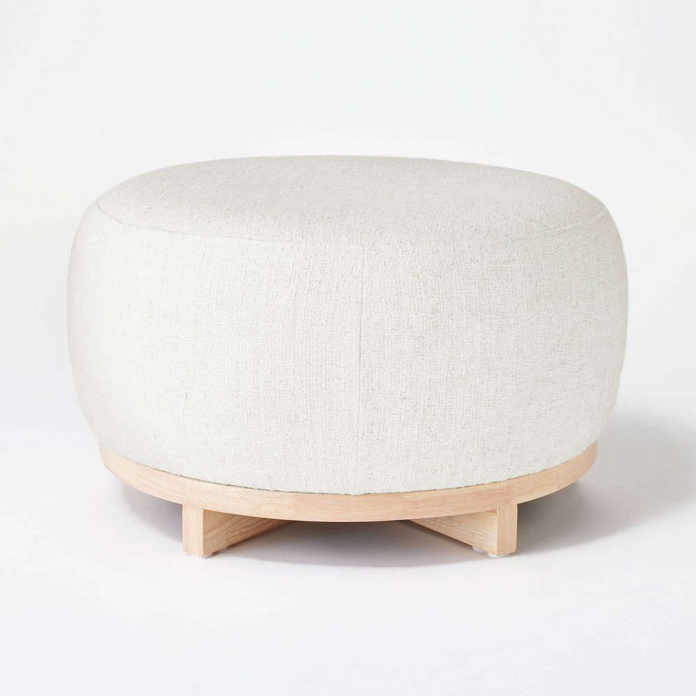 Photos - Pouffe / Bench X-Base Ottoman Boucle Heathered Cream - Threshold™ designed with Studio Mc