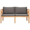 vidaXL Patio Bench with Gray Cushions Solid Wood Teak - 2 of 4