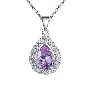Oval Teardrop Pendant Necklace for Women Sterling Silver Cz Ginger Lyne Collection - 1 of 4