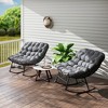 Outsunny Outdoor Rocking Chair Set of 2, Oversized Rocking Papasan Chairs with Cushions, Gray - 3 of 4