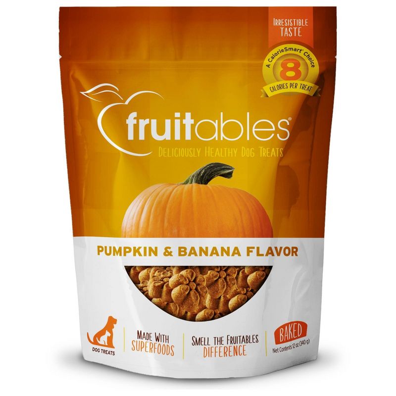 Fruitables Baked Pumpkin &#38; Banana Flavor Healthy Low Calorie Dog Treats - 12oz, 1 of 5