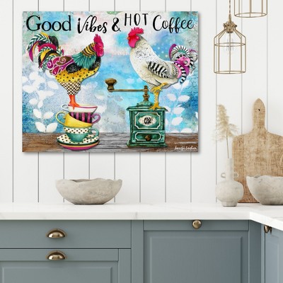 Good Vibes & Hot Coffee Multicolor Mixed Media Animal Canvas Art