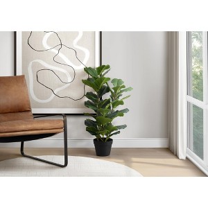 Artificial Plant, 32" Tall, Fiddle Tree, Indoor, Faux, Fake, Floor, Greenery, Potted, Real Touch, Decorative, Green Leaves, Black Pot - 1 of 1