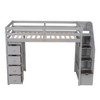 TiramisuBest Twin size Loft Bed with Storage Drawers and Stairs, Wooden Loft Bed with Shelves - Espresso - 3 of 4