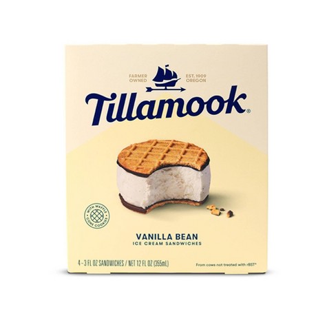 Tillamook Vanilla Bean Ice Cream Sandwich 12oz 4ct Target