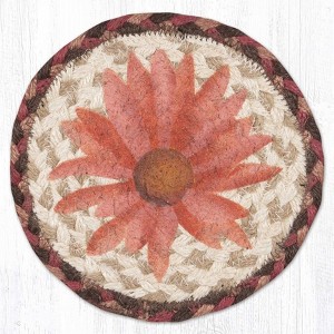 Earth Rugs Garden-Themed Jute Coaster – 7" Floral Hand-Stenciled Art by Sandy Clough - 1 of 3