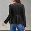 Coolmee Womens Faux Leather Jacket  Puff Long Sleeve Motorcycle Zipper Bomber PU Bike Peplum Coat - 2 of 4