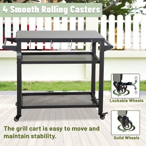 DOMETOUR 3-Shelf Outdoor Grill Cart Table with Wheels, Pizza Oven & Food Prep Table, Blackstone Griddle Stand with Propane Tank Hook - 1 of 4