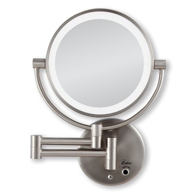 Zadro Next Generation Cordless or AC LED Lighted Wall-Mount Mirror, 10X / 1X Power - Satin Nickel