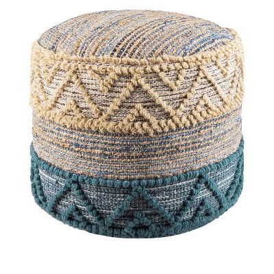 Mark & Day Obersiebenbrunn 16"H x 18"W x 18"D Bohemian/Global White Pouf