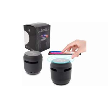 Link Mini 2 in 1 Mini Bluetooth Speaker With 5W Fast Wireless Charging Pad Station Compatible for iPhone & Samsung - Black