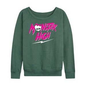 Women's - Monster High - Monster High Lightning Logo Lightweight French Terry Wide Neck Long Sleeve Shirt - 1 of 4