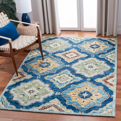 Handmade Blue Medallion Wool 4' x 6' Area Rug