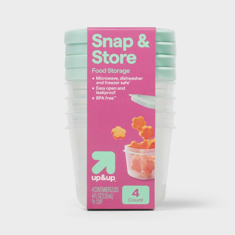 Mini Square Half Cup Food Storage Containers - 4 fl oz/4pk - up &#38; up&#8482;, 1 of 4