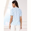 INSPIRE CHIC Women's Floral Ruffle Stand Up Neck Puff Short Sleeve Pleated Summer Causal Blouses - 3 of 4