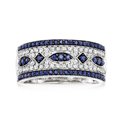Ross-Simons 0.50 ct. t.w. Sapphire and .25 ct. t.w. Diamond Ring in 14kt White Gold