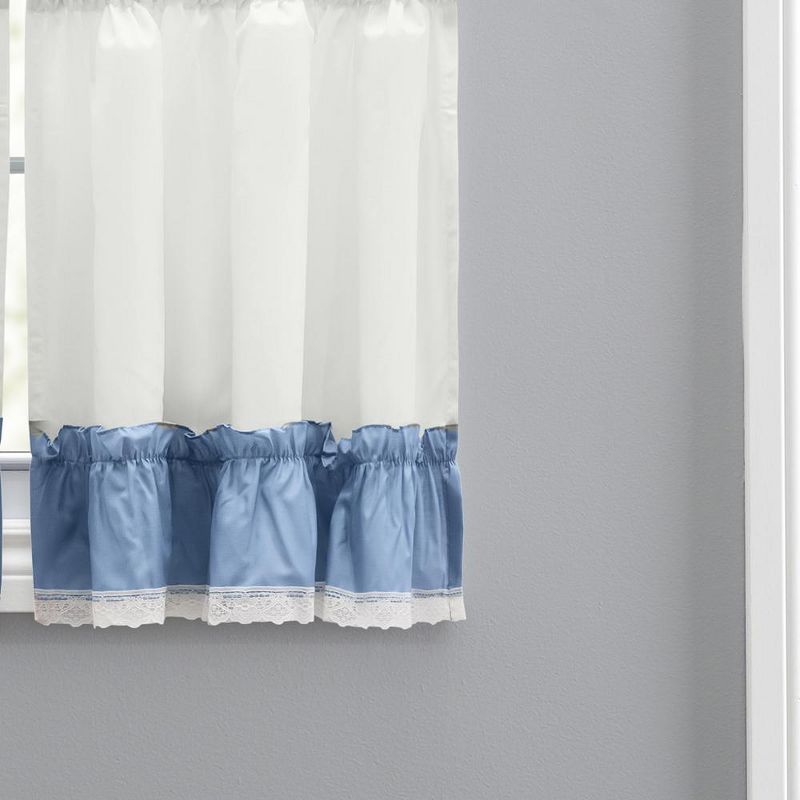 Ellis Curtain Madelyn Ruflled Victorian 1.5" Rod Pocket Window Curtain Tiers Slate, 3 of 5