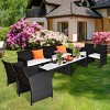 Tangkula 8PCS Rattan Patio Conversation Set Outdoor w/ Coffee Table Cushioned Sofa - 2 of 4
