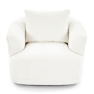 OUTSUPPLY Beige Swivel Barrel Accent Chair with Pillow, Single Sofa Chair with Rounded Armrests for Living Room, Bedroom, Office & Hotel - 1 of 4