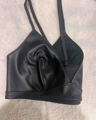 Women's Faux Leather Bralette - Colsie Black XS 1 ct