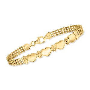Ross-Simons Italian 18kt Gold Over Sterling Heart Beaded Bracelet - 1 of 3
