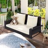 Whisen 2-Person Wicker Hanging Porch Swing Rattan Swing Bench with Chains, Cushion and Pillow - 4 of 4