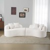 Wooakway 107" 4 Seats White Upholstered Sofa with Armrest Teddy Velvet Compression Couch with 4 Pillows - 2 of 4