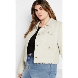 Women's Plus Size Amira Jacket - cream | CITY CHIC - 1 of 4